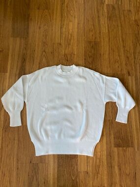 BNWT Abercrombie & Fitch White Cotton Ribbed Crewneck Sweater